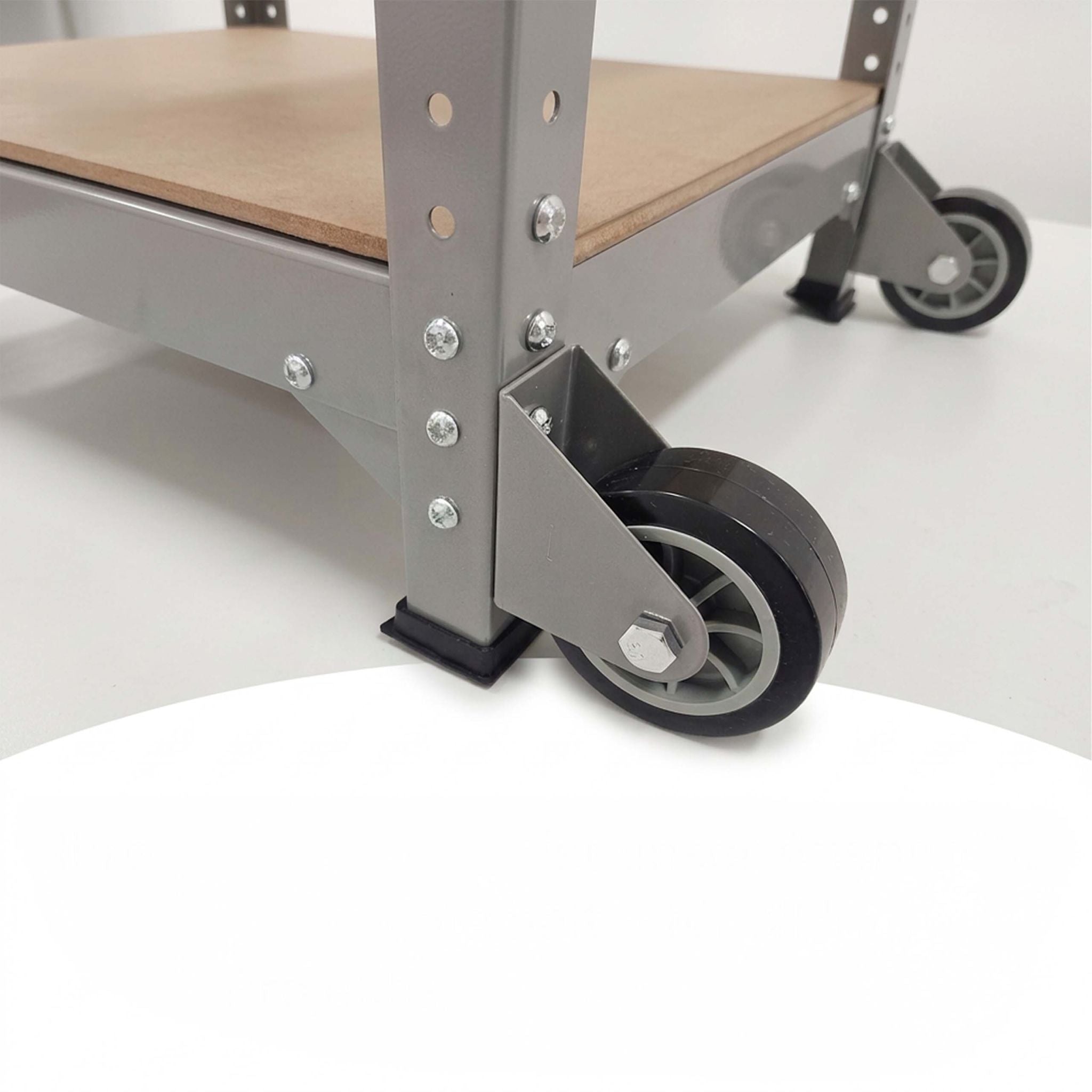 Werkbank mit Rollen & Lochwand Hellbraun-Silber von Relaxdays