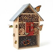 Insektenhotel mit Metalldach Hellbraun-Rot-Silber von Relaxdays