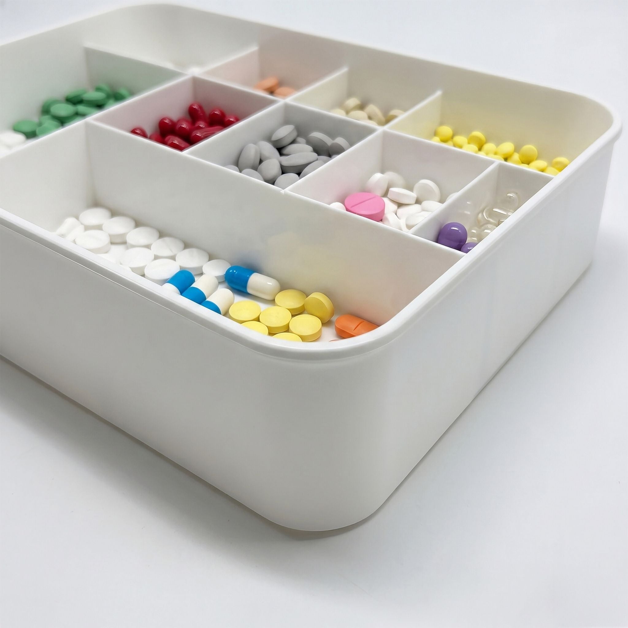 Medizinbox Kunststoff Beige-Transparent-Grau von Relaxdays