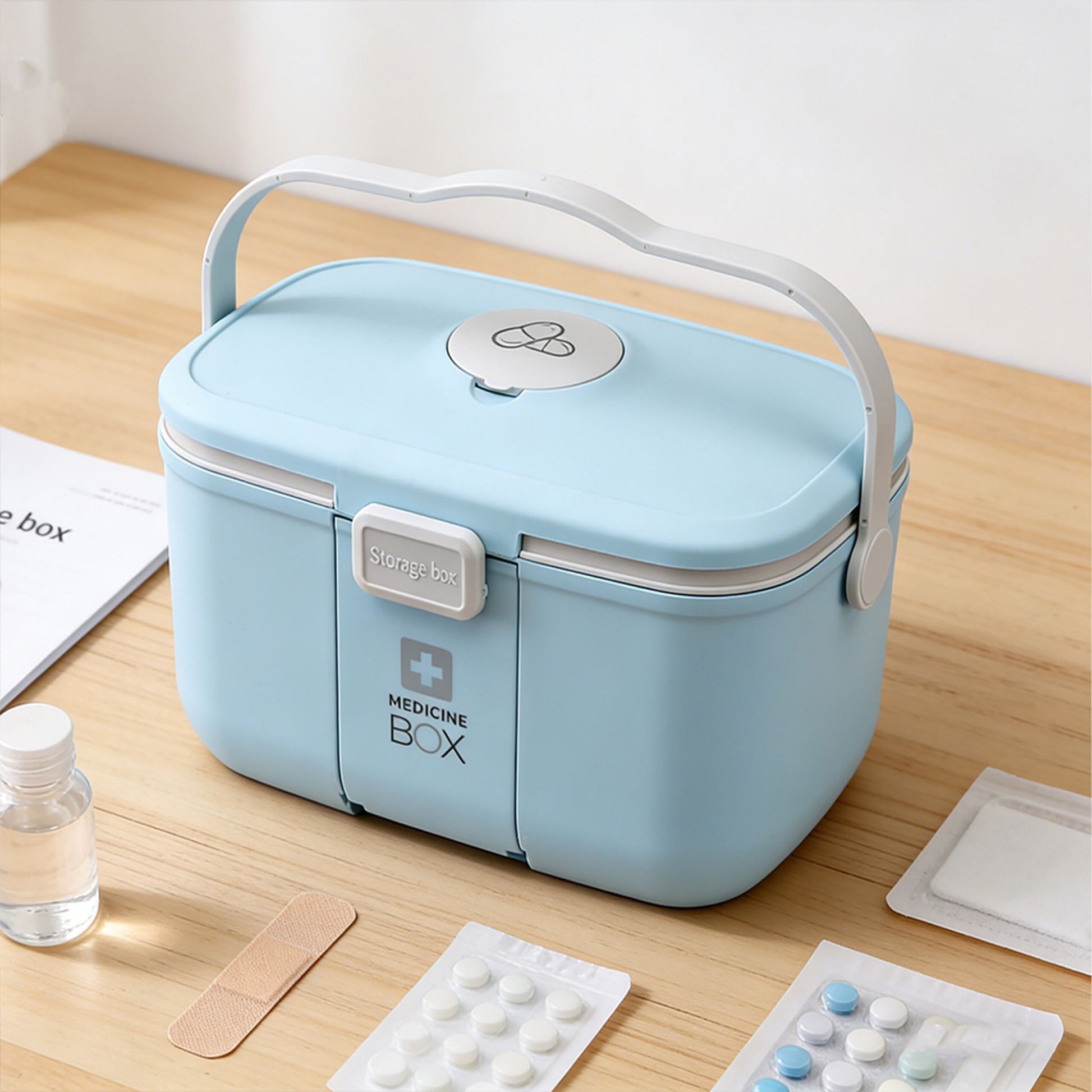Medizinbox Kunststoff Hellblau-Grau von Relaxdays