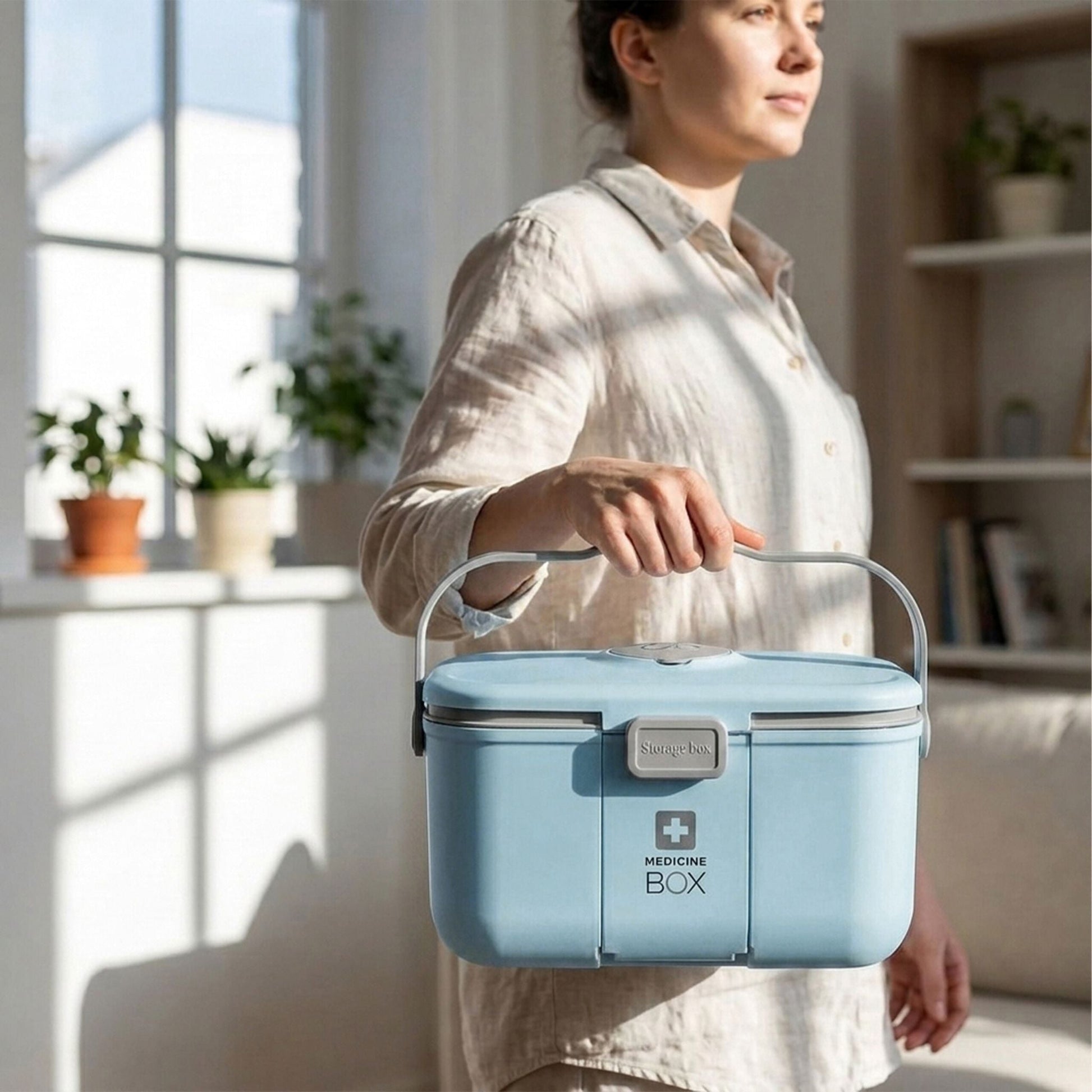 Medizinbox Kunststoff Hellblau-Grau von Relaxdays