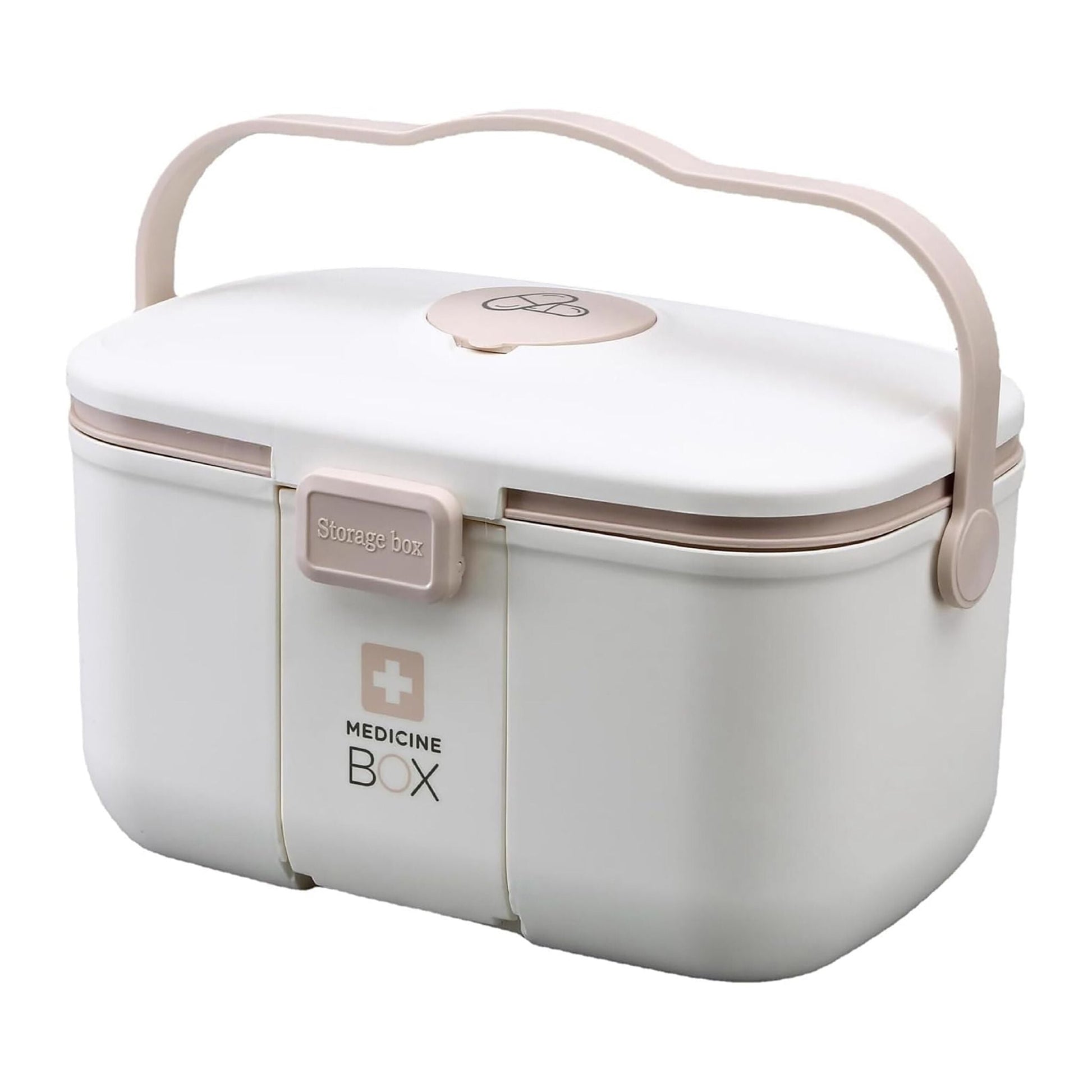 Medizinbox Kunststoff Beige-Weiss von Relaxdays