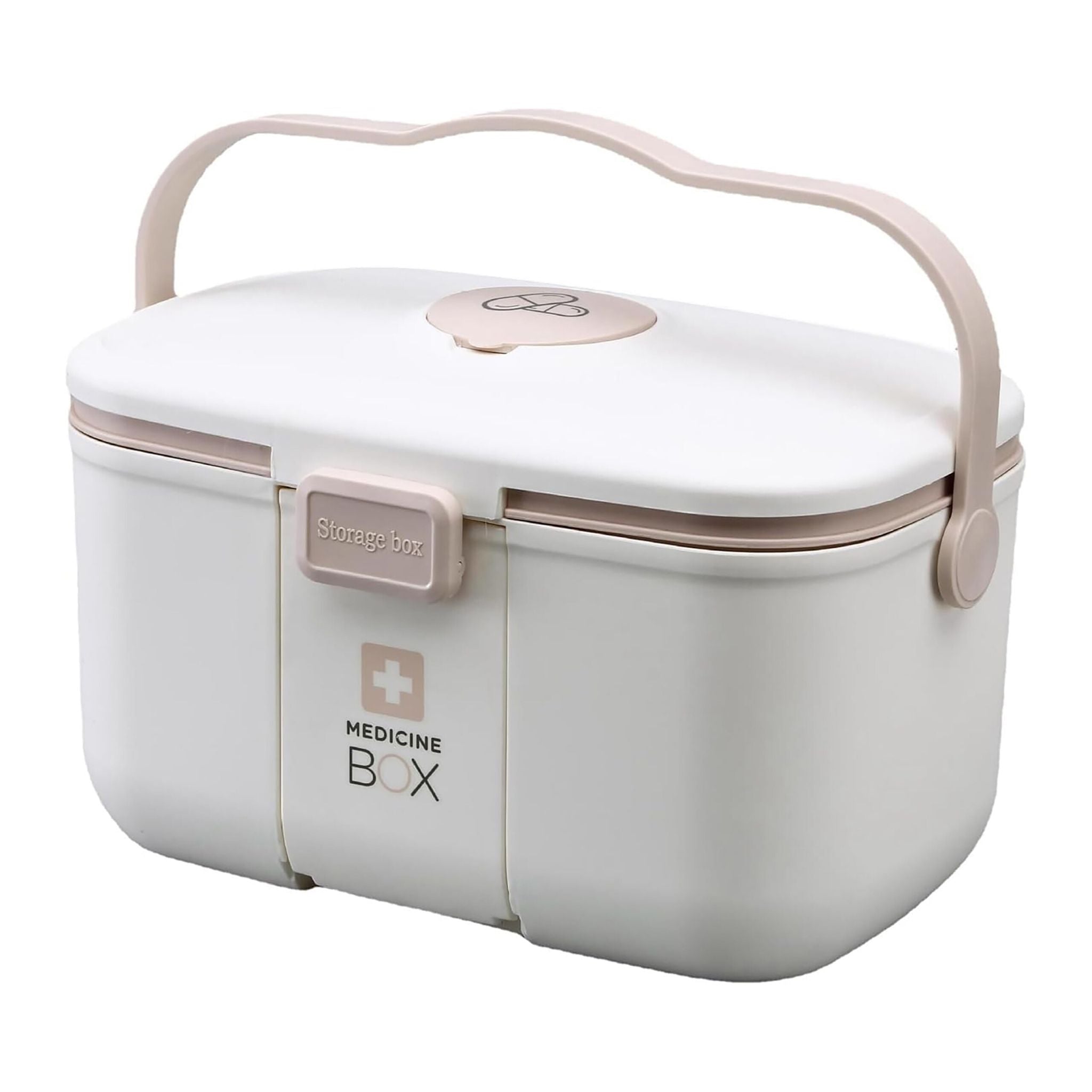 Medizinbox Kunststoff Beige-Weiss von Relaxdays