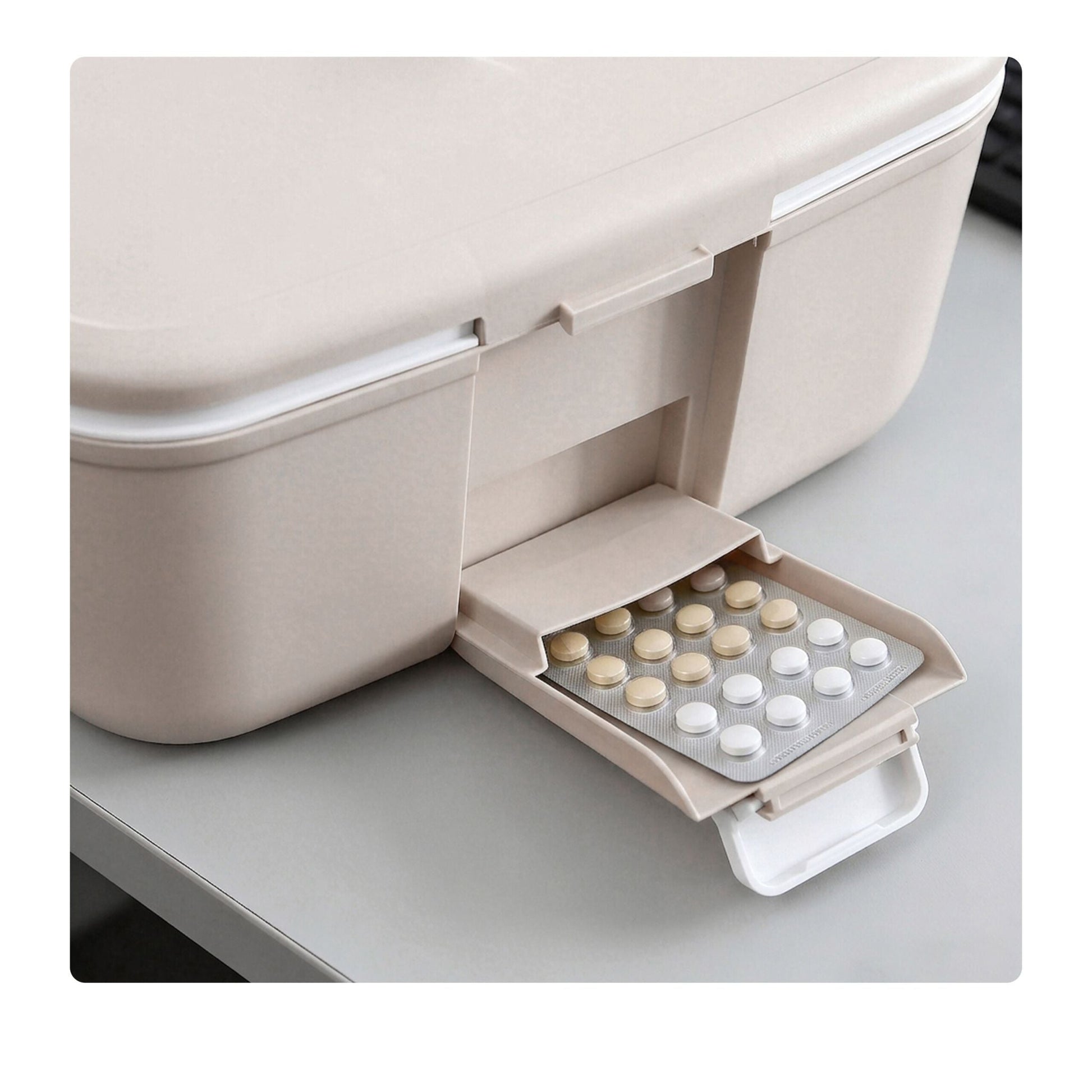 Medizinbox Kunststoff Beige-Grau von Relaxdays