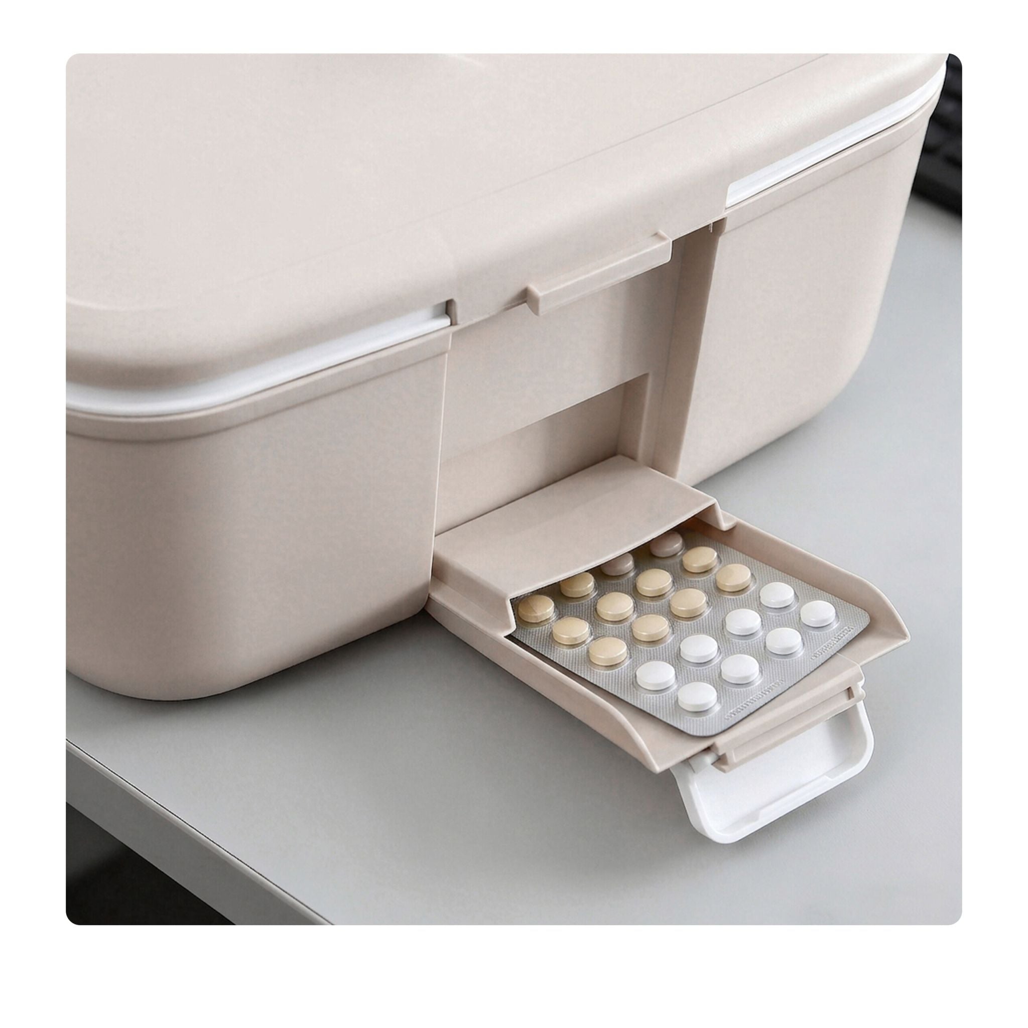 Medizinbox Kunststoff Beige-Grau von Relaxdays