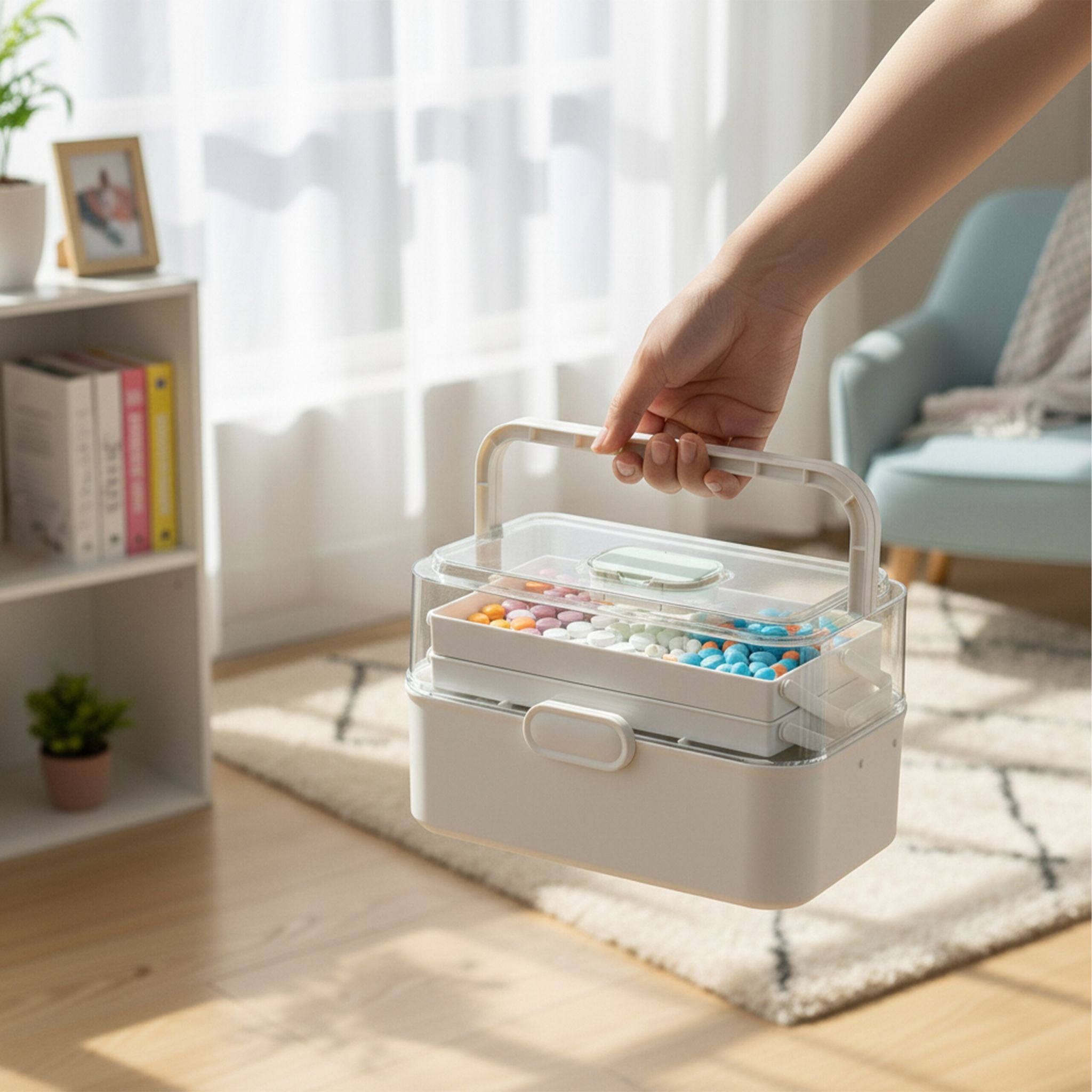 Aufklappbare Medizinbox Kunststoff Weiss von Relaxdays