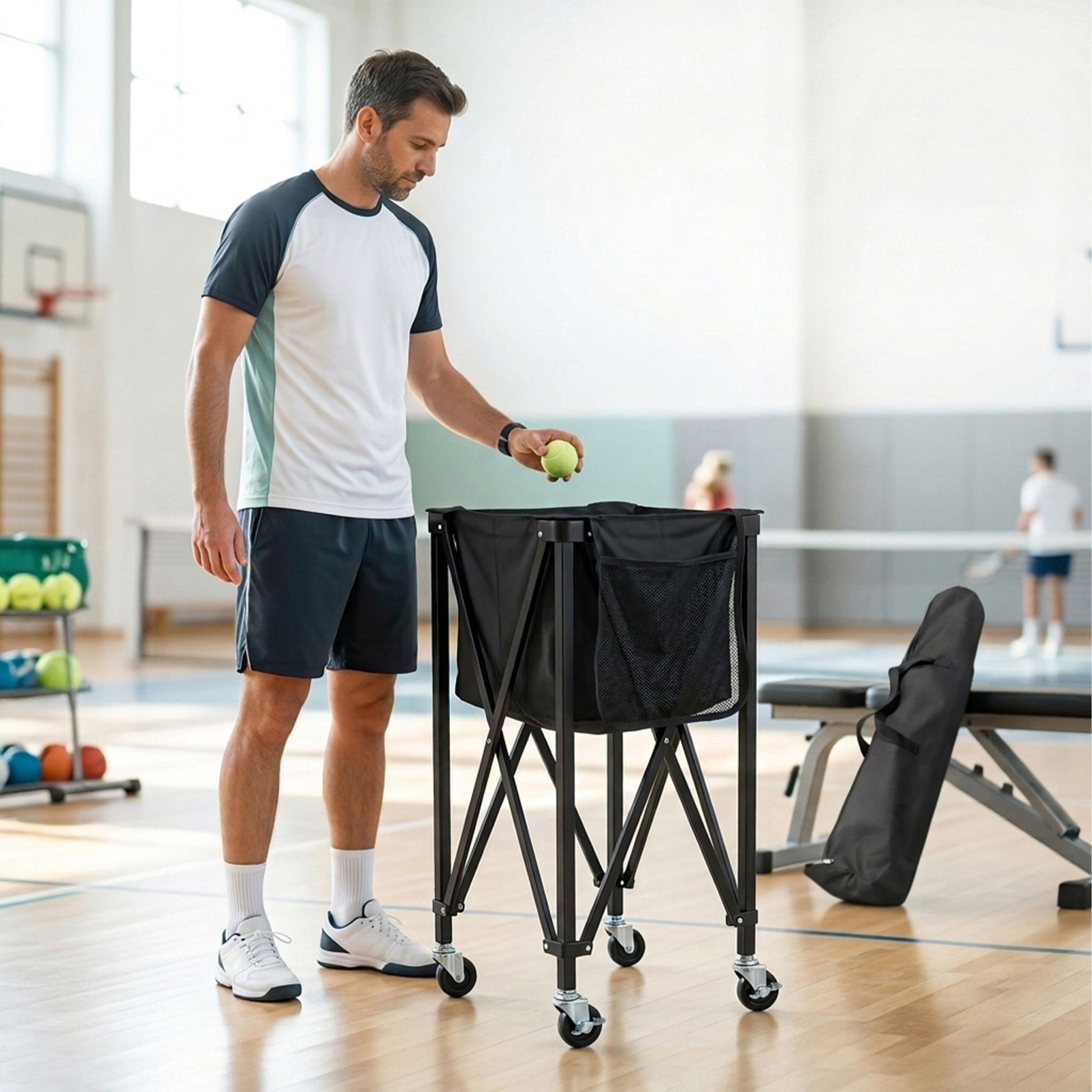 Klappbarer Tennis Ballwagen Schwarz von Relaxdays
