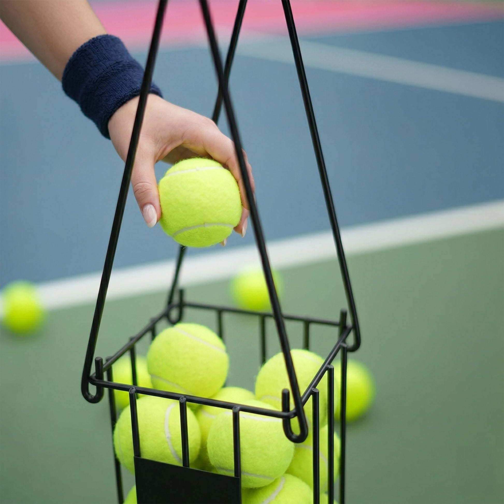 Tennis Korb Metall Schwarz von Relaxdays