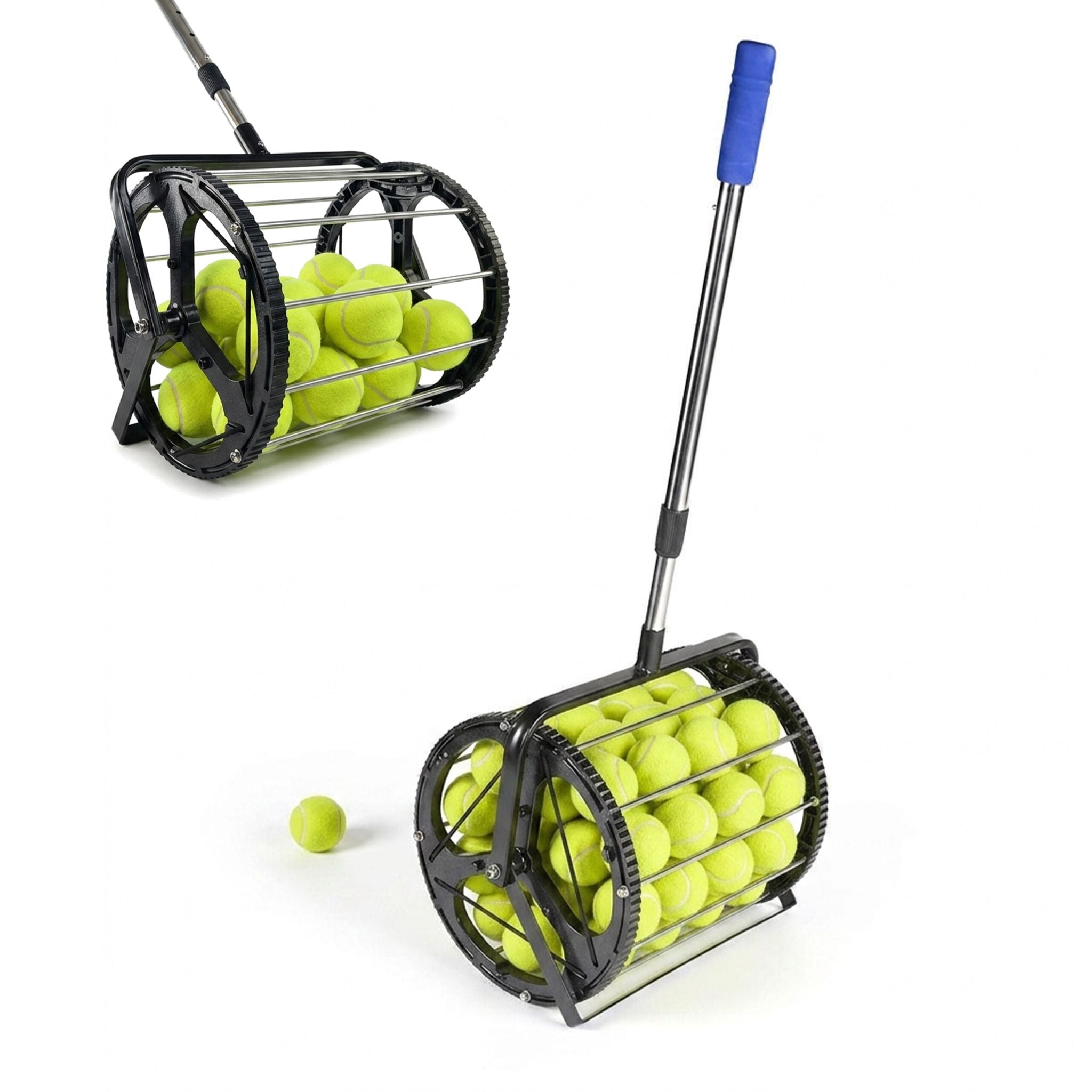 Tennisball Sammler Rollsammler Schwarz-Silber von Relaxdays