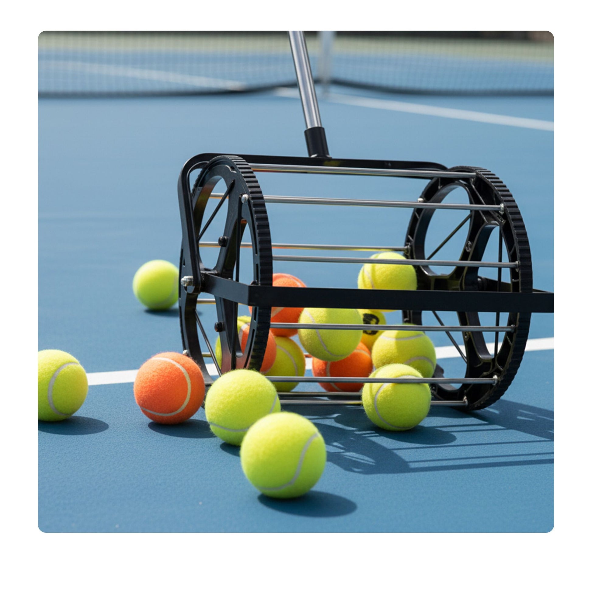 Tennisball Sammler Rollsammler Schwarz-Silber von Relaxdays