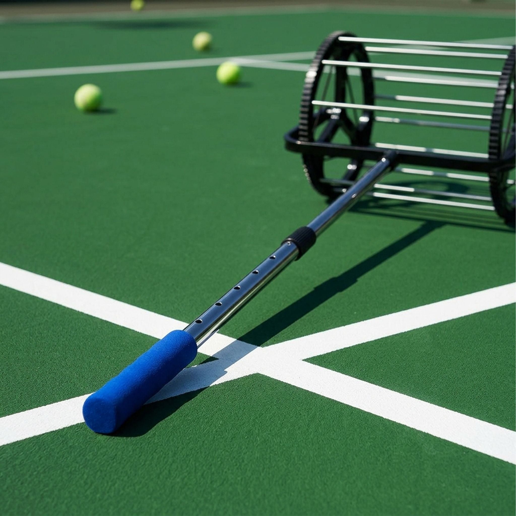 Tennisball Sammler Rollsammler Schwarz-Silber von Relaxdays