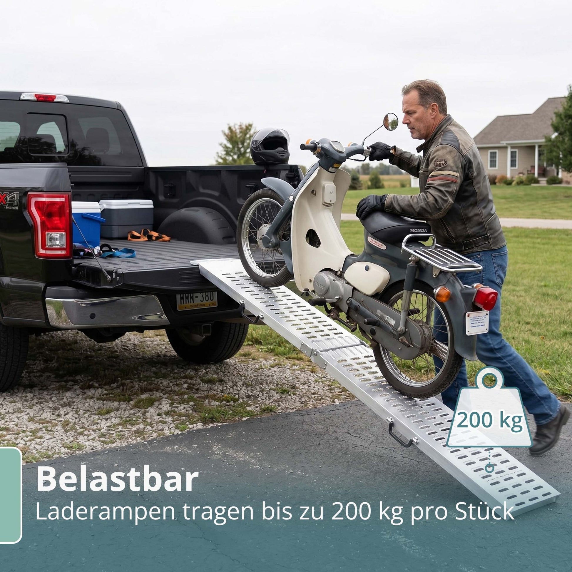 Auffahrrampe Motorrad 2er-Set Schwarz-Silber von Relaxdays