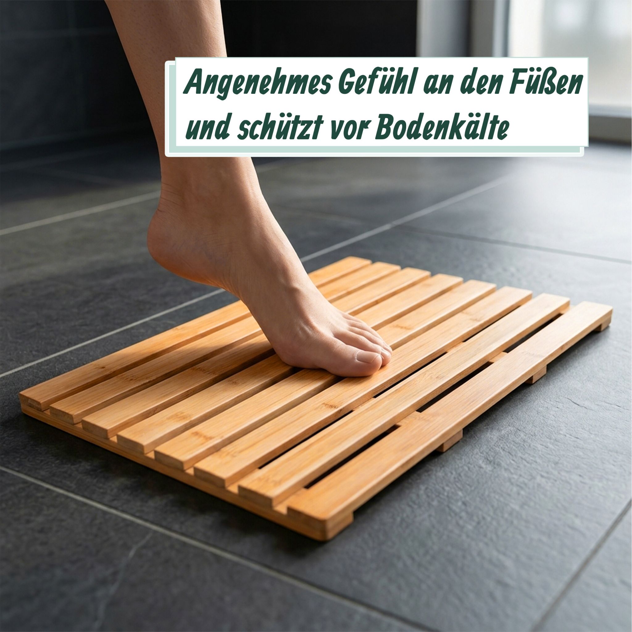 Bambus Badematte Hellbraun von Relaxdays