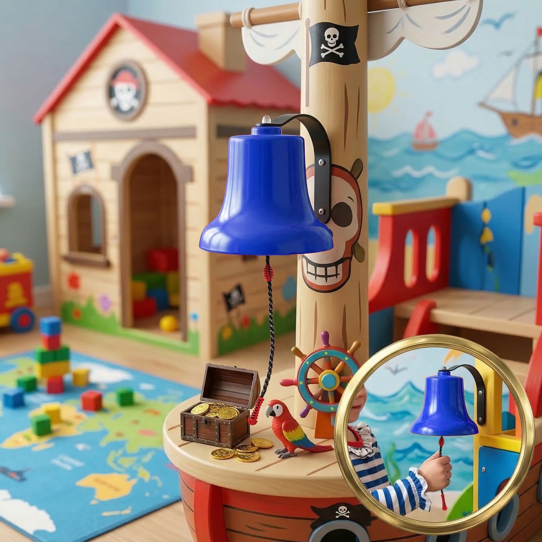 Schiffsglocke für Kinder-Spielturm Blau von Relaxdays
