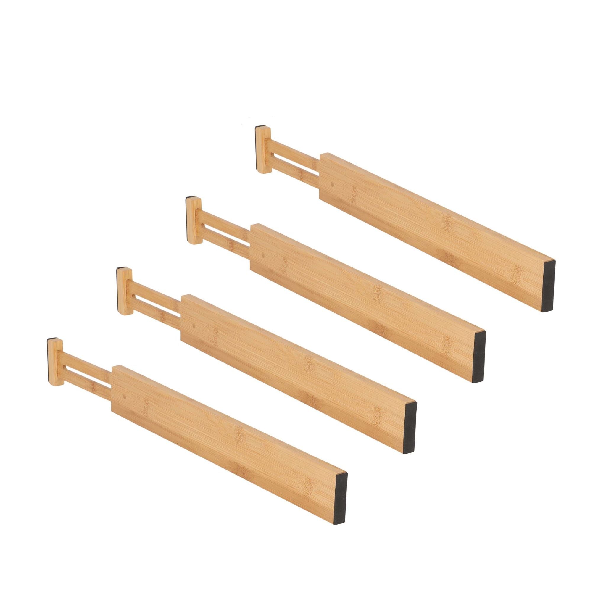 Schubladentrenner Bambus 4er-Set Hellbraun-Schwarz von Relaxdays