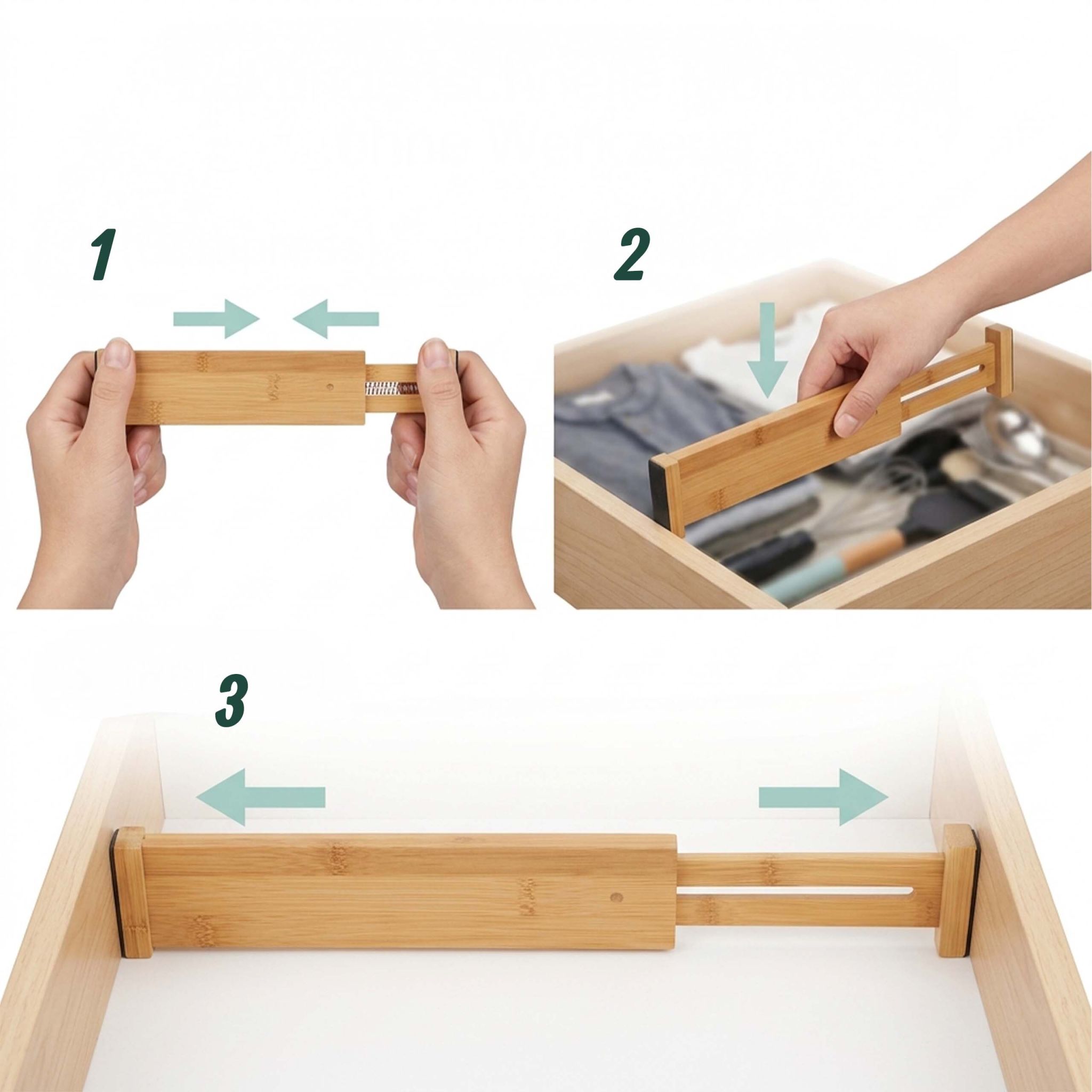 Schubladentrenner Bambus 4er-Set Hellbraun-Schwarz von Relaxdays