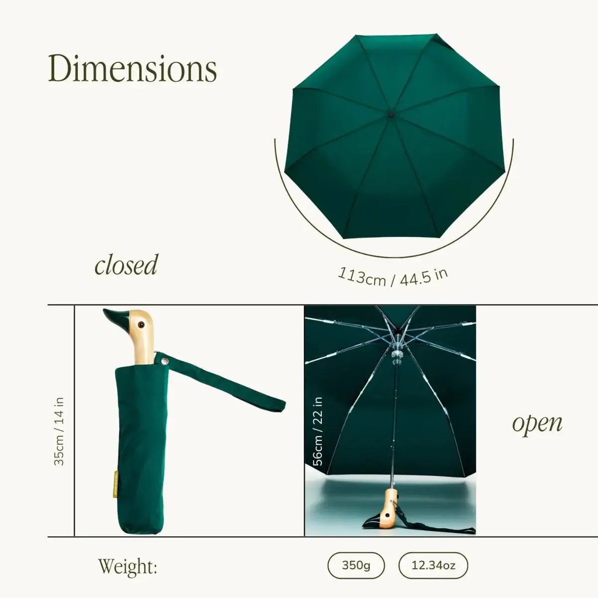 Umweltfreundlicher Regenschirm aus recycelten Materialien Waldgrün von Original Duckhead