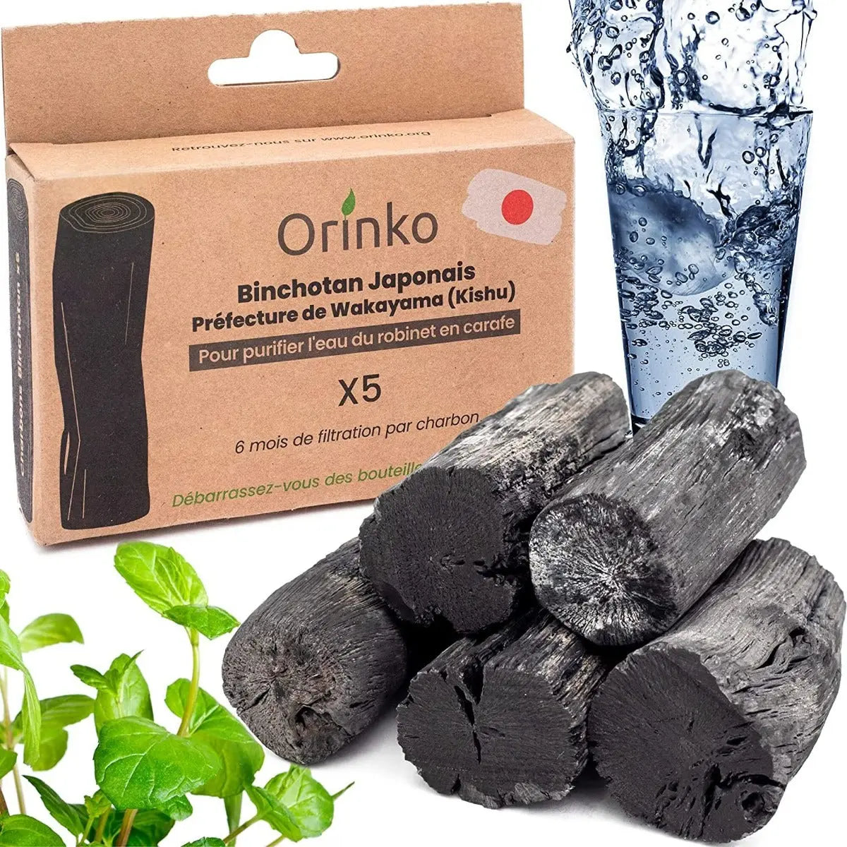 Binchotan Aktivkohle Wasserfilter Japan 5er-Pack von Orinko