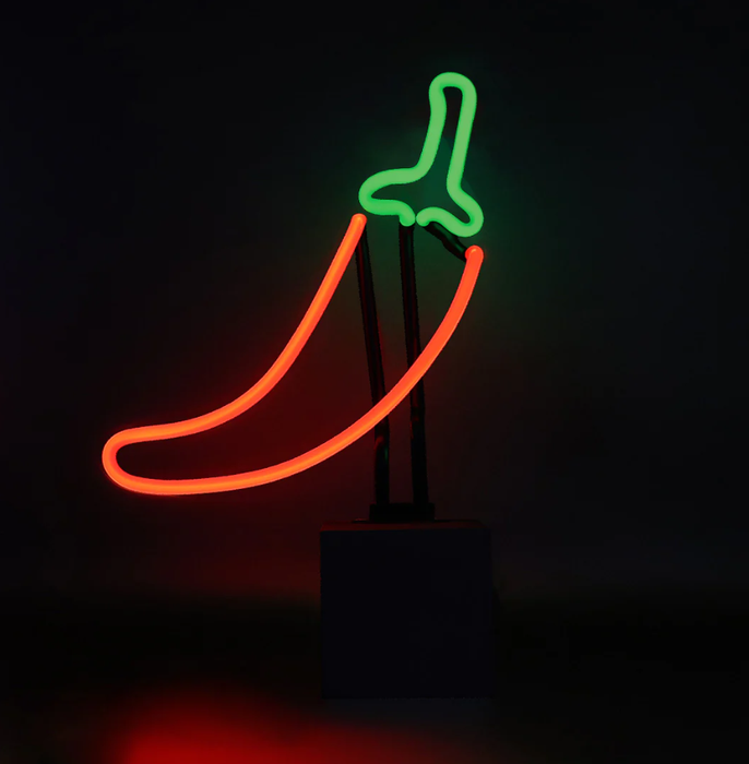 Glas Neon Tischlampe mit Betonsockel - Chilli von Locomocean