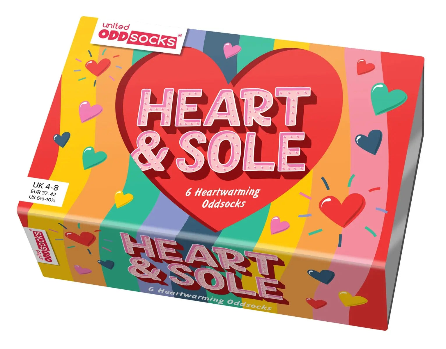 Einzelne Socken im 6er Pack, HEARD AND SOLE Bunte Herzen, Gr. 37-42, mit Geschenkbox von guteszeug.ch
