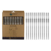 Edelstahl Trinkhalme Biegbar Silber 12er Set 22cm von Turtleneck Straw