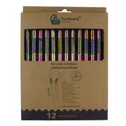 Edelstahl Trinkhalme Biegbar Rainbow 12er Set 22cm von Turtleneck Straw