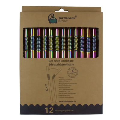 Edelstahl Trinkhalme Biegbar Rainbow 12er Set 22cm