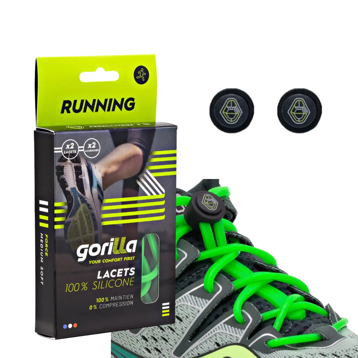 Elastische Schnürsenkel Flexibel Ohne Binden Silikon Running & Joggen Neongrün von guteszeug.ch