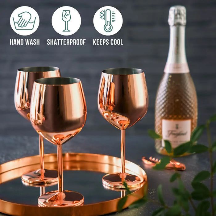 Edelstahl Weingläser Roségold 4er-Set von Oak & Steel