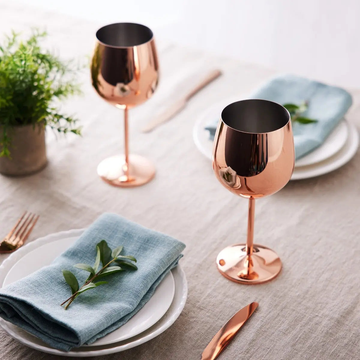 Edelstahl Weingläser Roségold 4er-Set von Oak & Steel