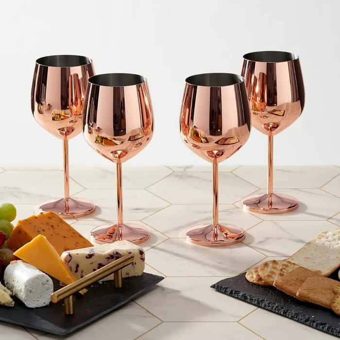 Edelstahl Weingläser Roségold 4er-Set von Oak & Steel