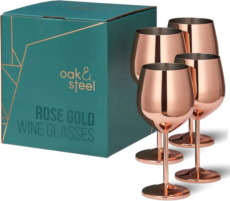 Edelstahl Weingläser Roségold 4er-Set von Oak & Steel