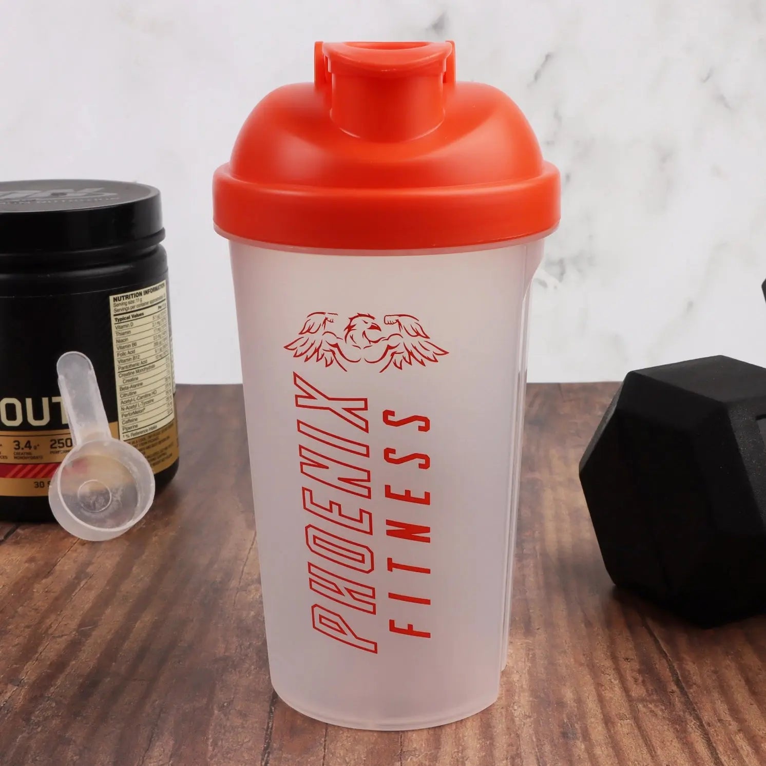 Protein Shaker 700 ml Orange von Phoenix Fitness