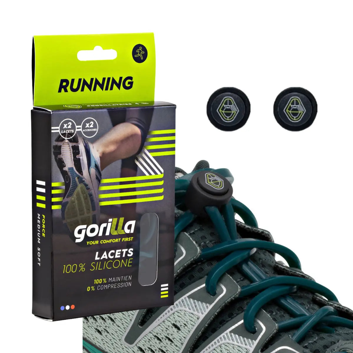 Elastische Schnürsenkel Flexibel Ohne Binden Silikon Running & Joggen Entenblau von guteszeug.ch