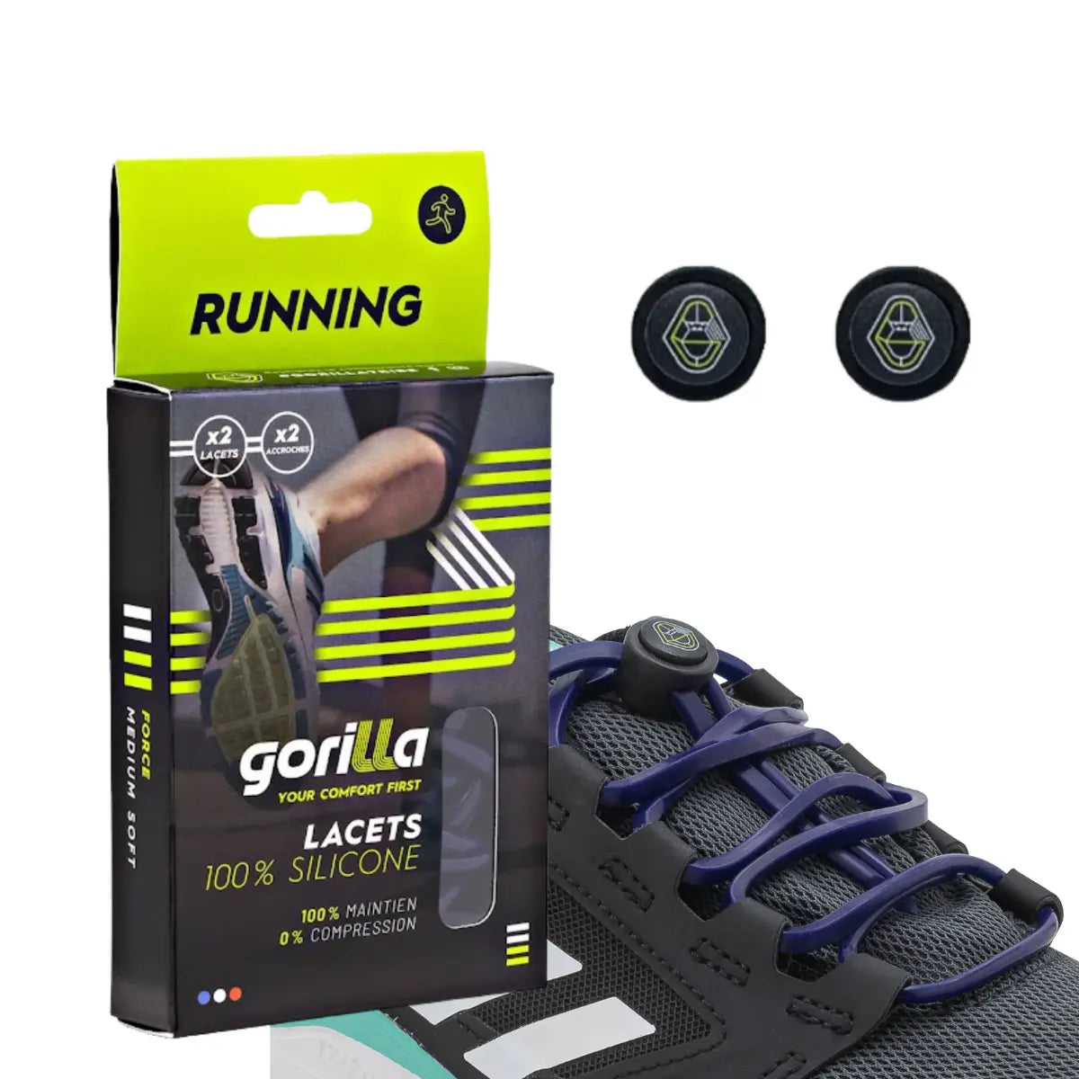 Elastische Schnürsenkel Flexibel Ohne Binden Silikon Running & Joggen Marineblau von guteszeug.ch