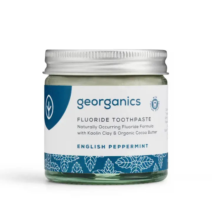 Zahnpasta im Glas mit Fluorid Pfefferminze 60ml von Georganics