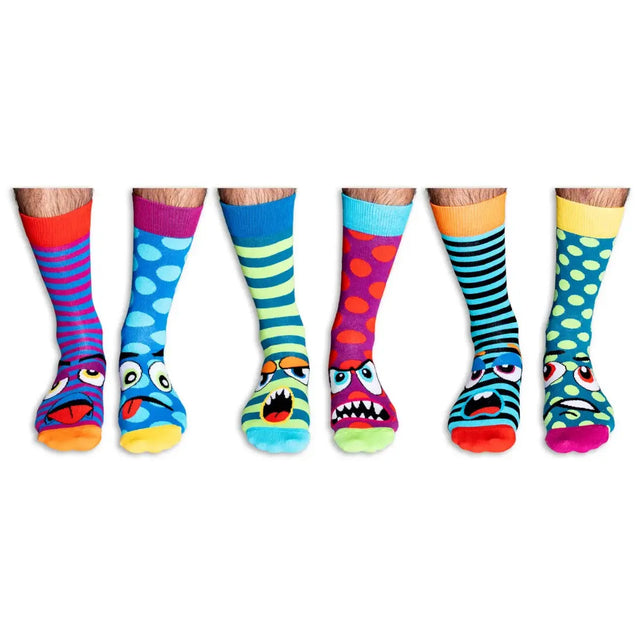 Einzelne Socken im 6er Pack, GRUMP HEADS, Gr. 39-46, mit Geschenkbox von United Oddsocks