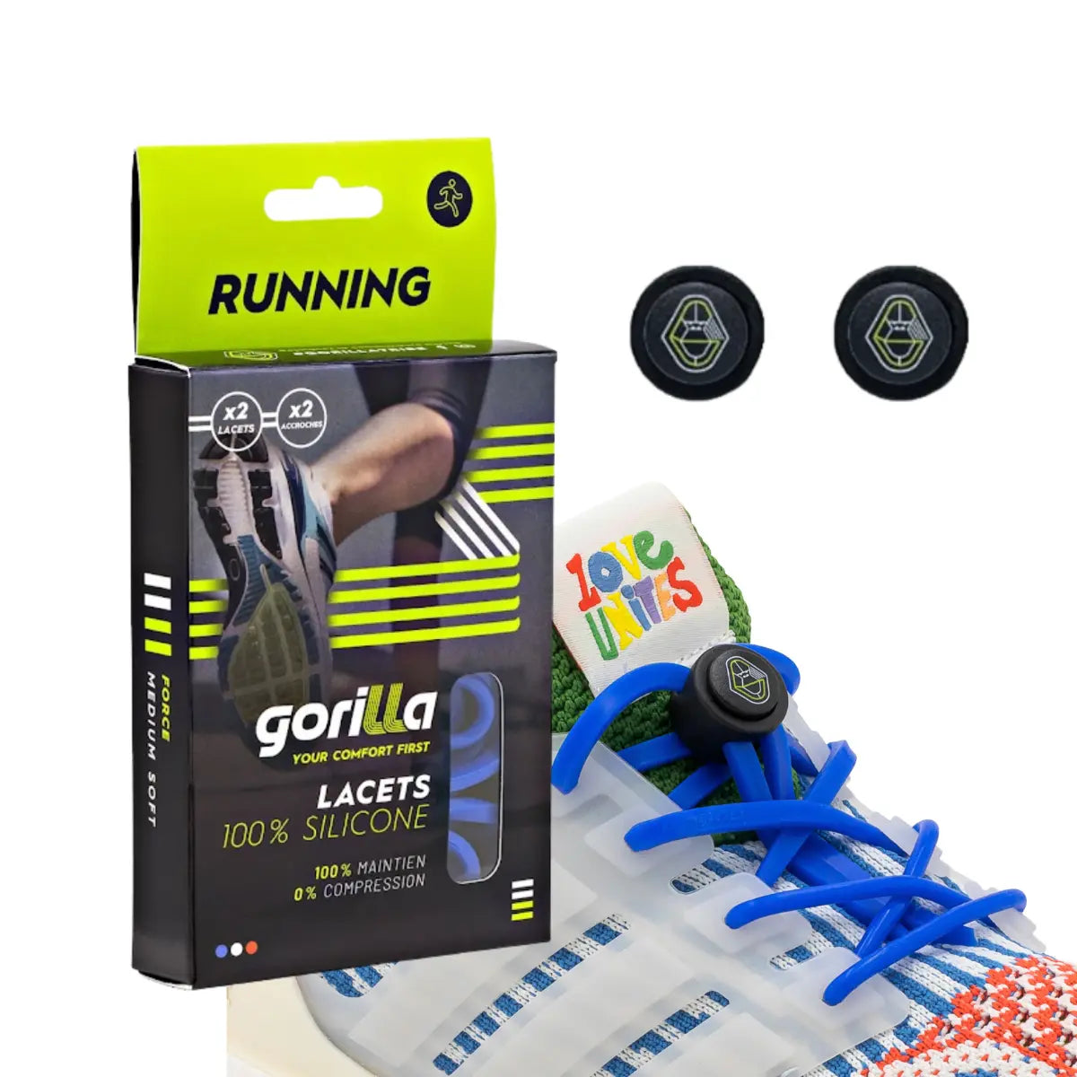 Elastische Schnürsenkel Flexibel Ohne Binden Silikon Running & Joggen Königsblau von Gorilla Lacets