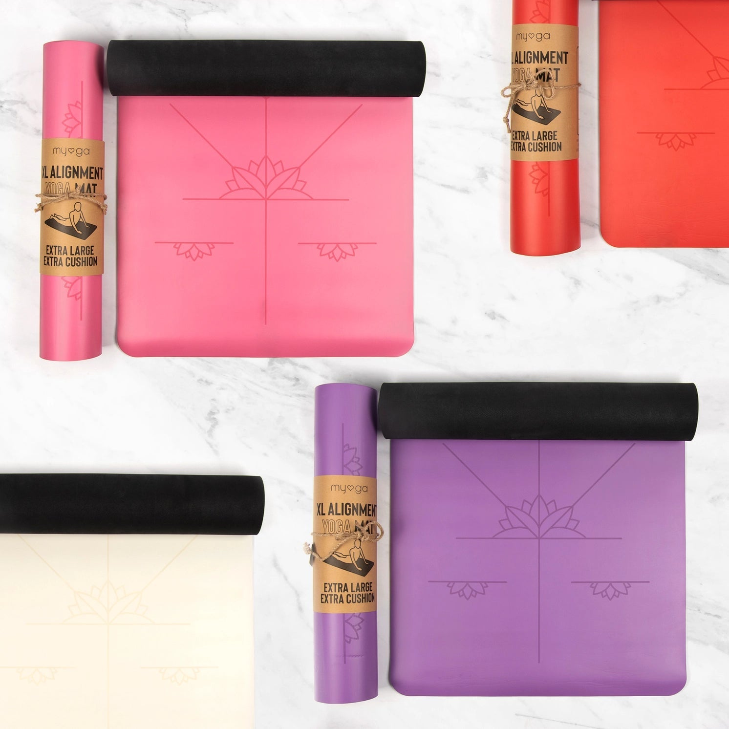 Ausrichtungs Yogamatte Extra Gross Violett von Myga