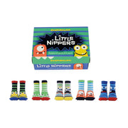 Kinder Socken 5 Paar, LITTLE NIPPERS Bunte Monster, 2-4 Jahre, mit Geschenkbox von guteszeug.ch