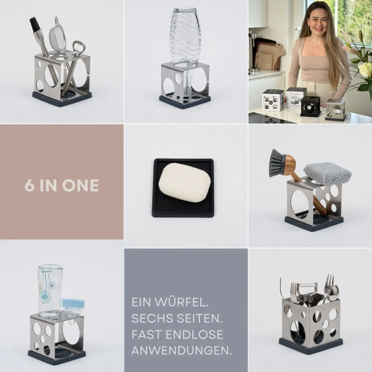 dri.cube Utensilienbehälter Edelstahl von Sanni Shoo