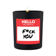 Duftkerze Schwarz Woody Hello my name is fck you von ChattyCandles