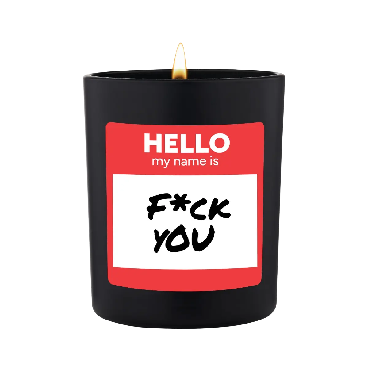 Duftkerze Schwarz Woody Hello my name is fck you von ChattyCandles