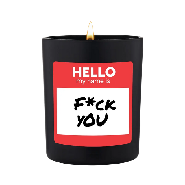 Duftkerze Schwarz Woody Hello my name is fck you von ChattyCandles