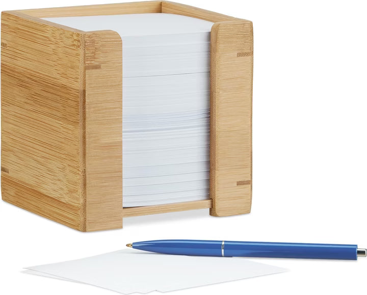 Zettelbox Bambus Hellbraun von Relaxdays
