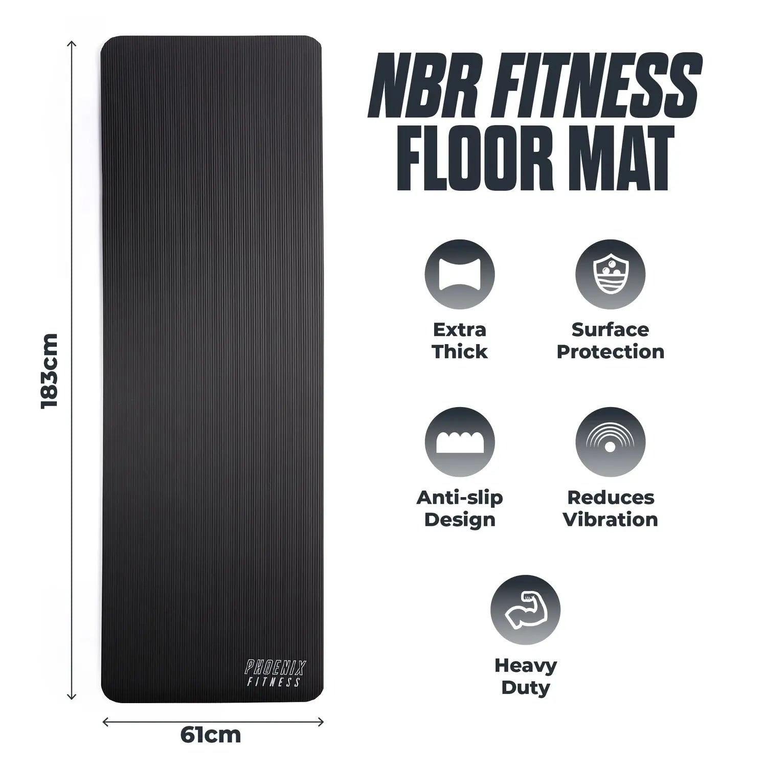 Fitnessmatte aus NBR-Schaum Schwarz von Phoenix Fitness