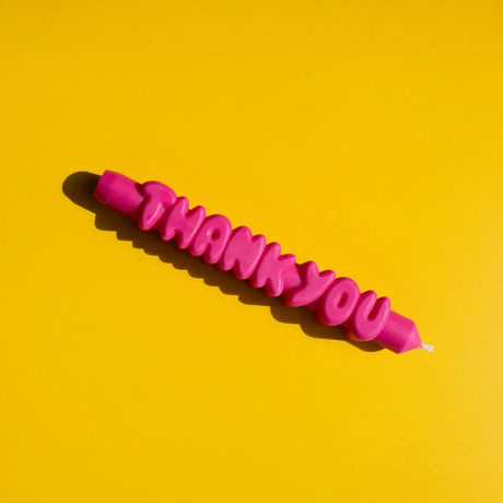 Kerze Taper candle THANK YOU Pink von Taper Candles