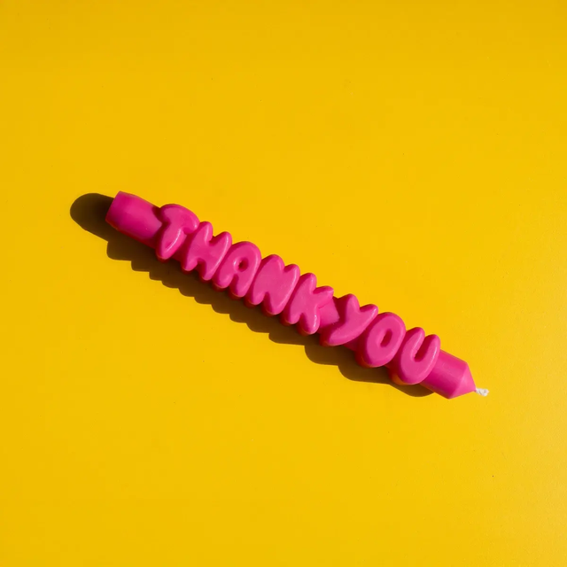 Kerze Taper candle THANK YOU Pink von Taper Candles