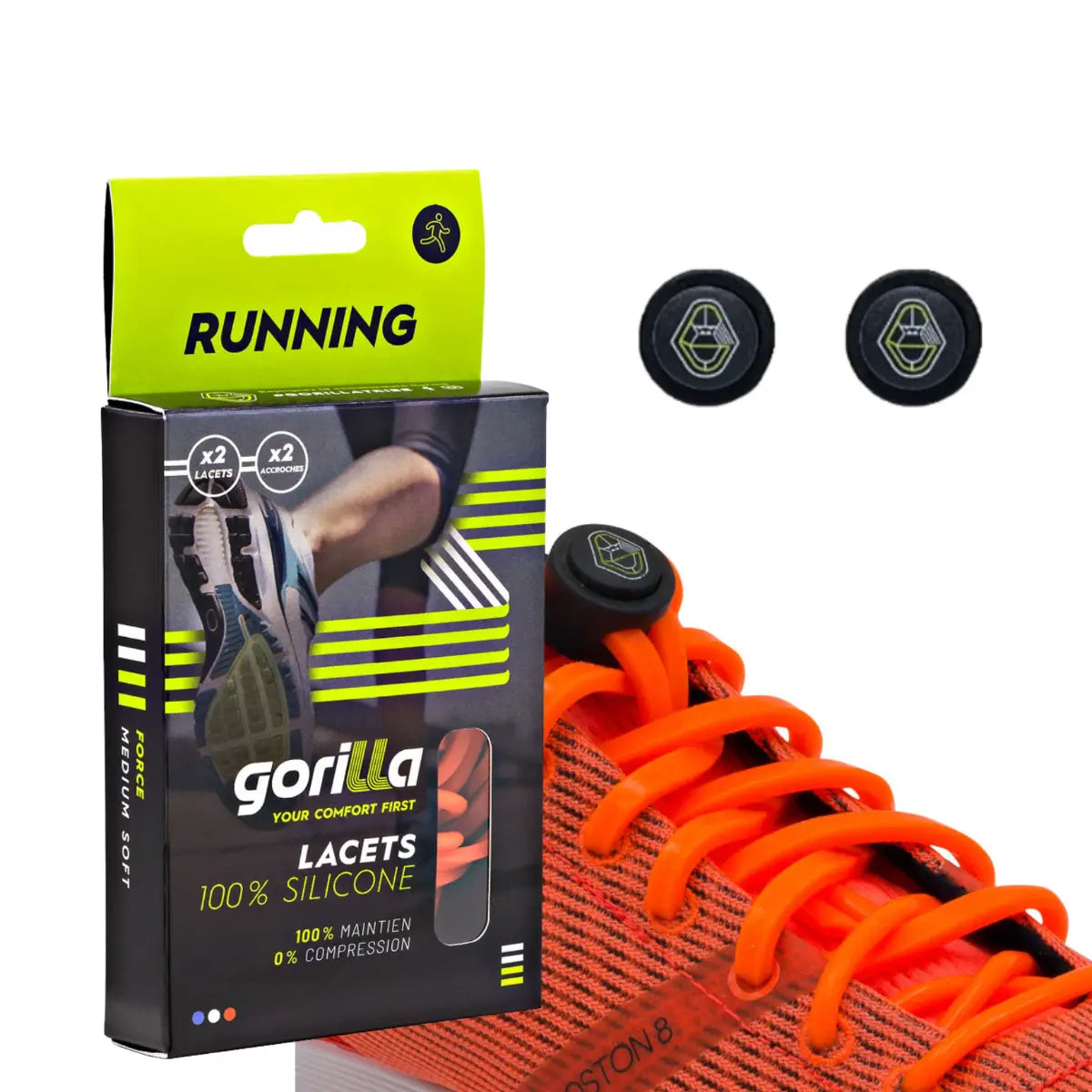 Elastische Schnürsenkel Flexibel Ohne Binden Silikon Running & Joggen Neonorange von guteszeug.ch