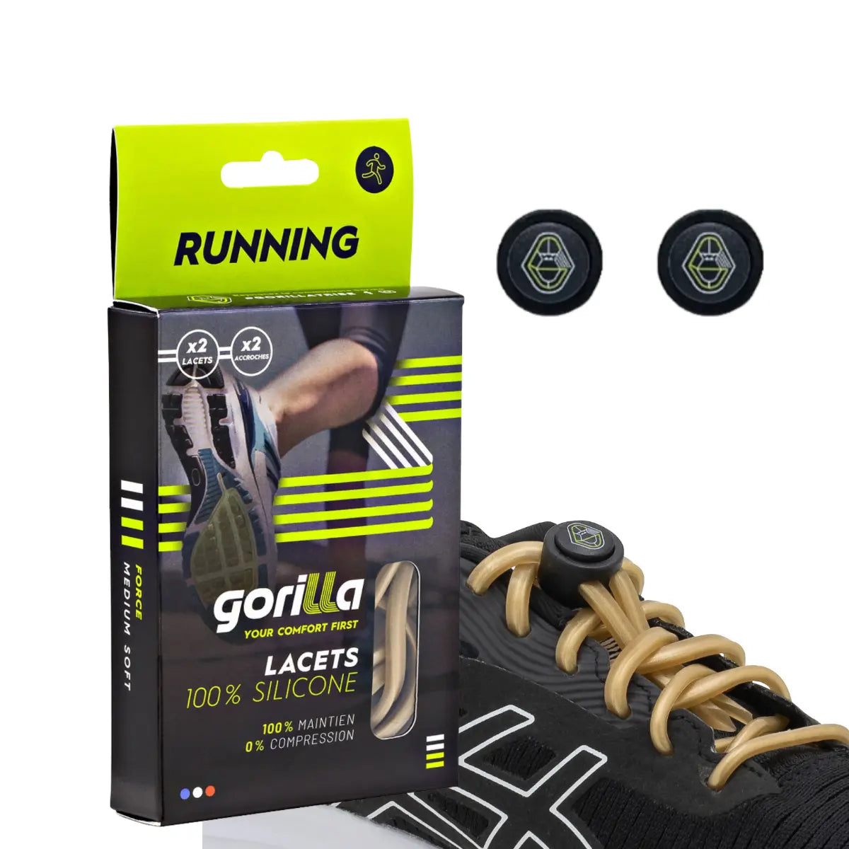 Elastische Schnürsenkel Flexibel Ohne Binden Silikon Running & Joggen Gold von guteszeug.ch
